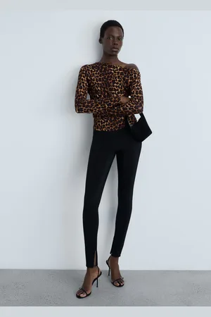 MANGO Camiseta leopardo cuello asimétrico