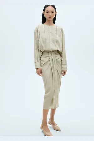 MANGO Falda midi drapeada CH