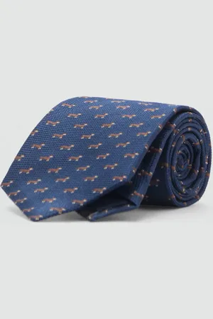 MANGO AN Corbata seda de mora estampado animal Unitalla