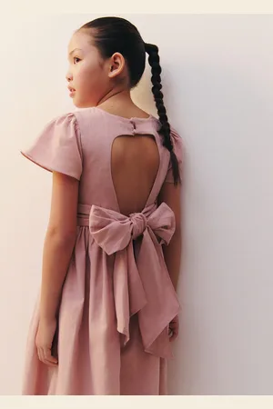 MANGO KIDS Vestido lino abertura espalda