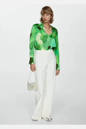 MANGO Camisa satinada estampada