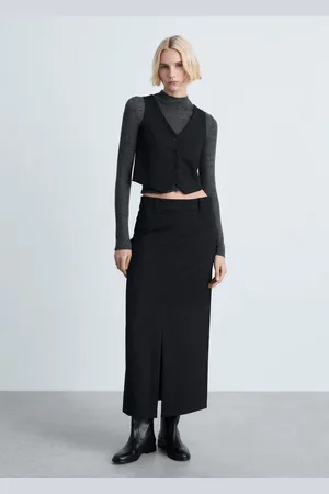 MANGO Falda traje raya diplomática