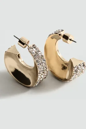 MANGO Pendientes aro cristales facetados Unitalla