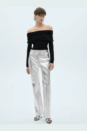 MANGO Pantalón recto metalizado