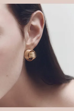 MANGO Pendientes circulares entrelazados Unitalla