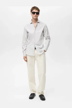 MANGO AN Camisa slim fit algodón rayas