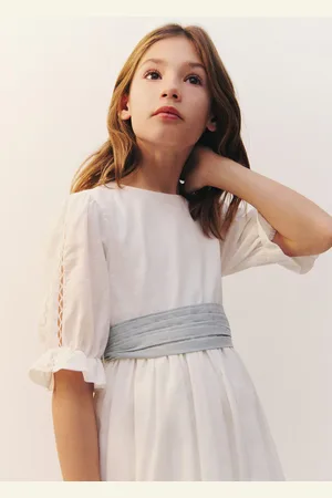 MANGO KIDS Vestido lino volante 2