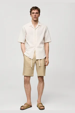 MANGO AN Bermudas % lino cordón