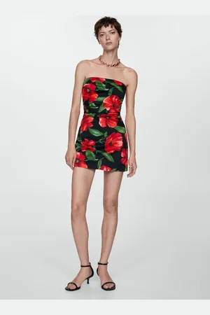 MANGO Vestido palabra de honor flores