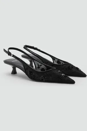 MANGO Zapato kitten mesh bordado lentejuelas 6½