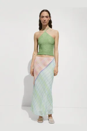 MANGO Top punto lúrex cuello halter