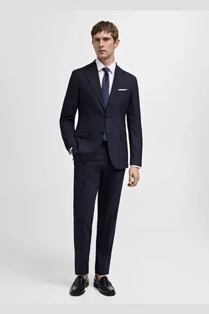 MANGO AN Americana traje lana fría slim fit espiga 44