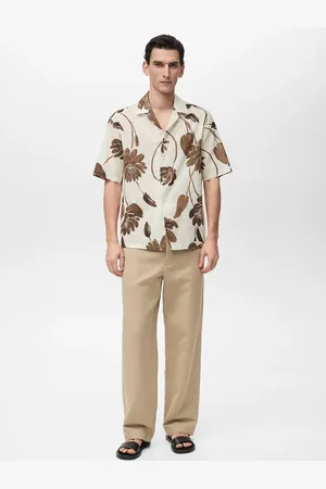 MANGO AN Camisa estampado floral cuello bowling E
