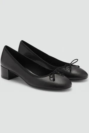 MANGO Bailarina tacón piel lazo 2