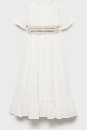 MANGO KIDS Vestido lino volantes 2