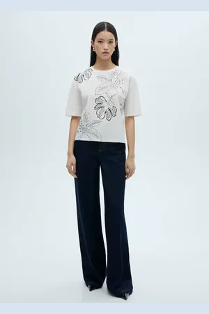 MANGO Camiseta algodón estampado flor