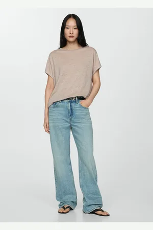 MANGO Camiseta lino manga corta