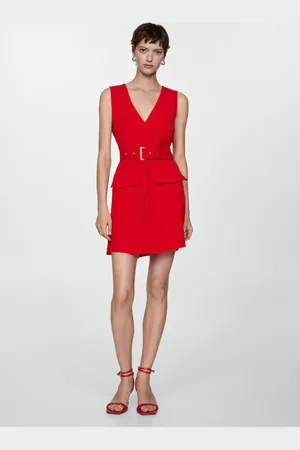 MANGO Vestido bolsillos cinturón CH