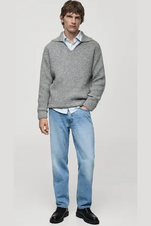 MANGO AN Jersey cuello polo trenzado