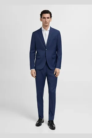 MANGO AN Camisa gemelos traje slim fit tejido twill