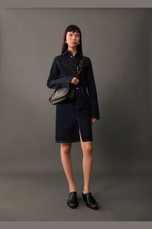 MANGO Falda midi vaquera rinse wash