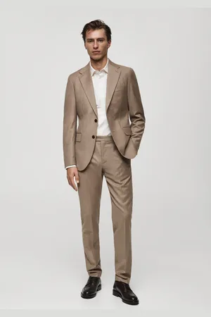 MANGO AN Pantalón traje franela % lana italiana