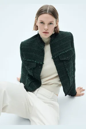 MANGO Chaqueta tweed cuello alto