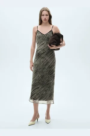MANGO Vestido estampado doble tirante