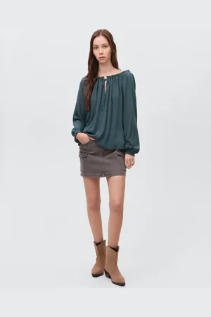 MANGO TEEN Blusa cuello fruncido