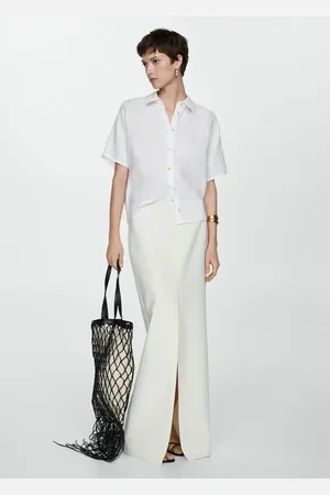 MANGO Camisa lino manga corta