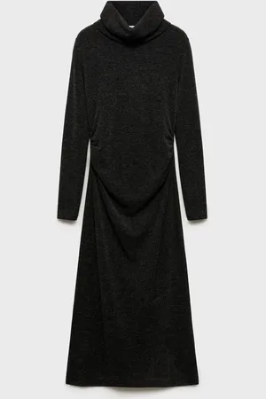 MANGO Vestido drapeado cuello vuelto CH