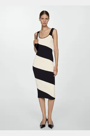 MANGO Vestido punto midi rayas CH