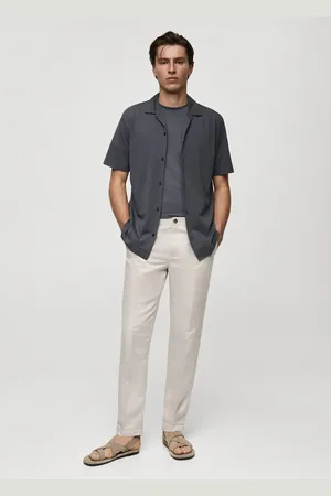 MANGO AN Pantalón lino tencel cordón