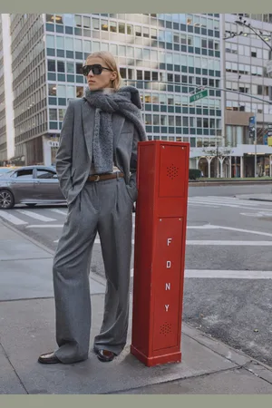 MANGO Pantalón traje mezcla lana
