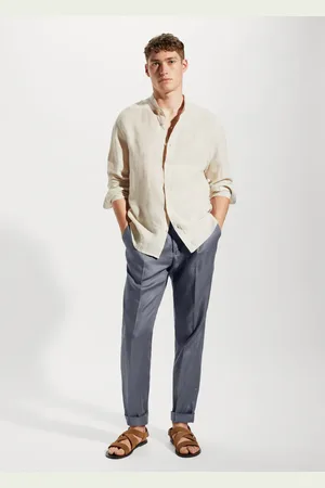 MANGO AN Camisa % lino cuello mao