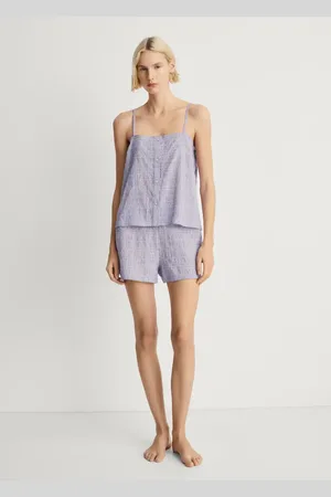MANGO Set pijama algodón raya tejida seersucker