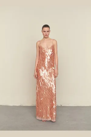 MANGO Vestido escotado lentejuelas lágrima