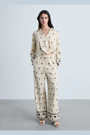 MANGO Pantalón recto bordado