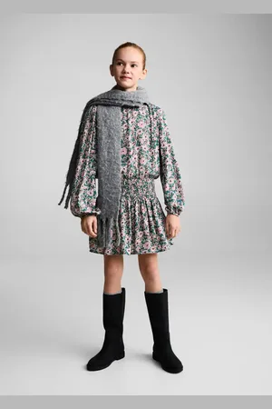 MANGO KIDS Vestido flores detalle fruncido 4 años