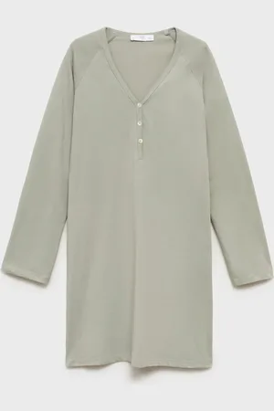 MANGO Camisón algodón cuello pico