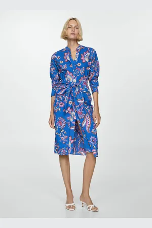MANGO Vestido estampado floral lazo