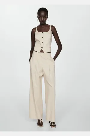 MANGO Pantalón pinzas wideleg