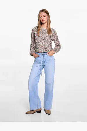 MANGO TEEN Blusa fruncida manga volante