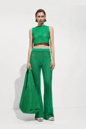 MANGO Top crochet flores