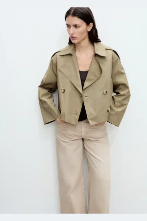 MANGO Trench crop doble botonadura