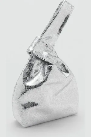 MANGO Bolso mano metalizado Unitalla