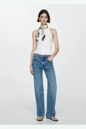 MANGO Top canalé algodón