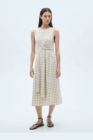 MANGO Vestido midi estampado cuadros E