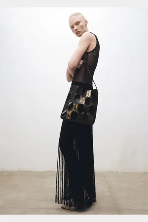 MANGO Bolso piel patchwork combinado Unitalla
