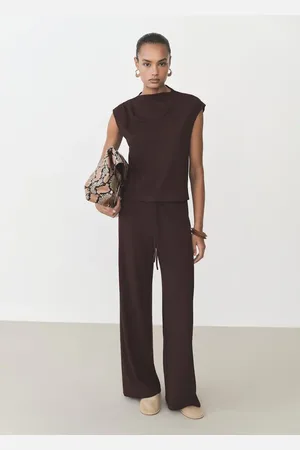 MANGO Pantalón wideleg cintura elástica